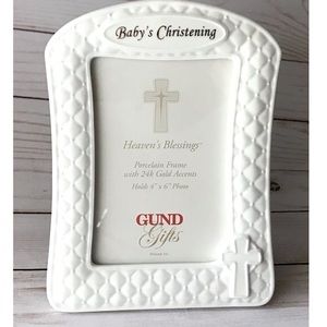 Baby’s Christening White Porcelain Frame 4x6
